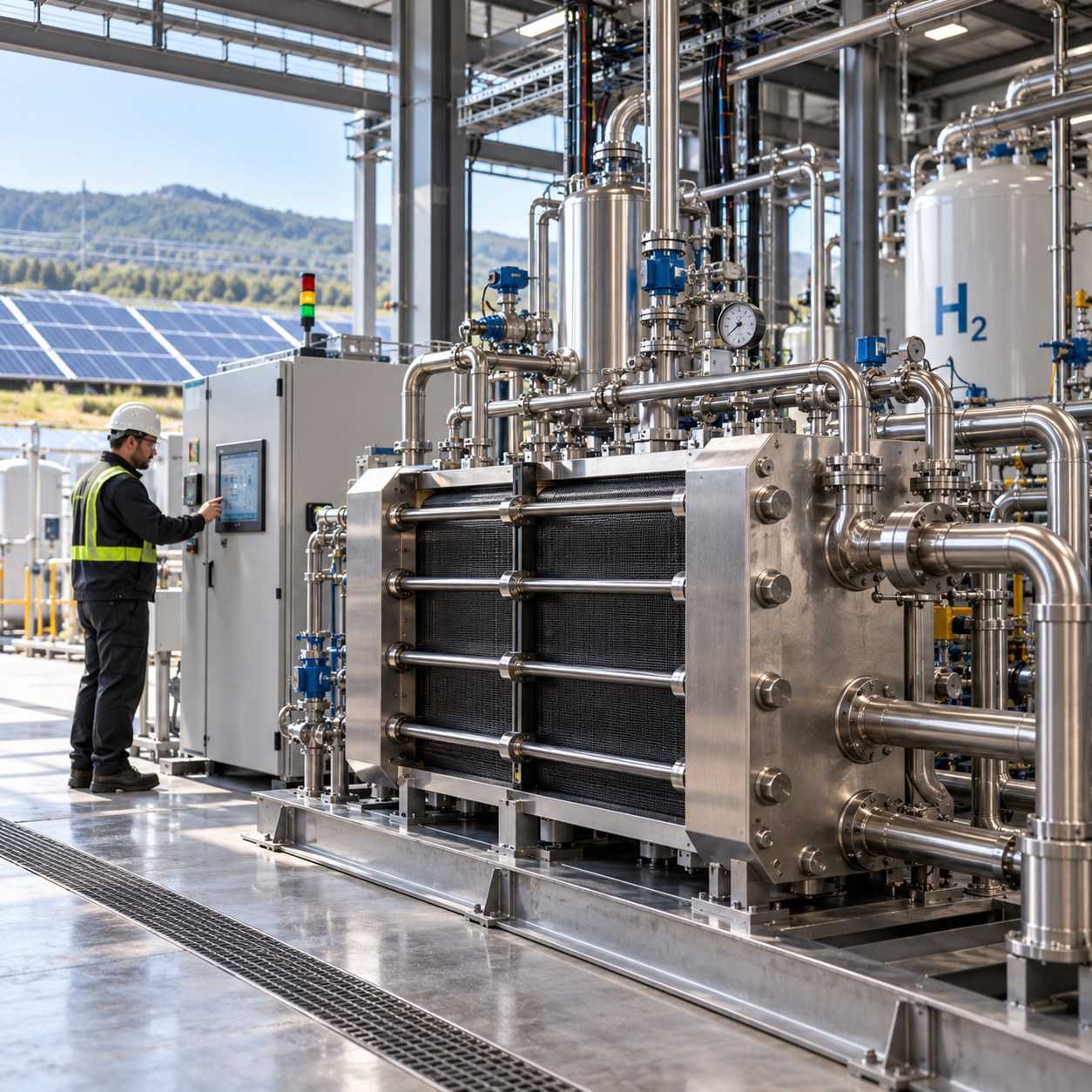 Modern hydrogen plant with solar fields
